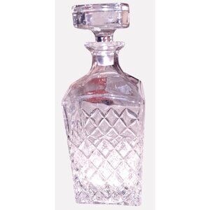 Crystal Glass Decanter With Stopper Diamond-Cut Pattern 750ml Capacity Elegant D
